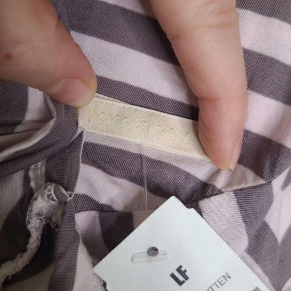 NWT LF Emma & Sam Pink and Grey Striped Crop Top - Picture 7 of 8